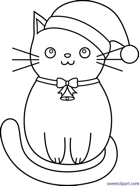 Printable Christmas Cat Coloring Pages